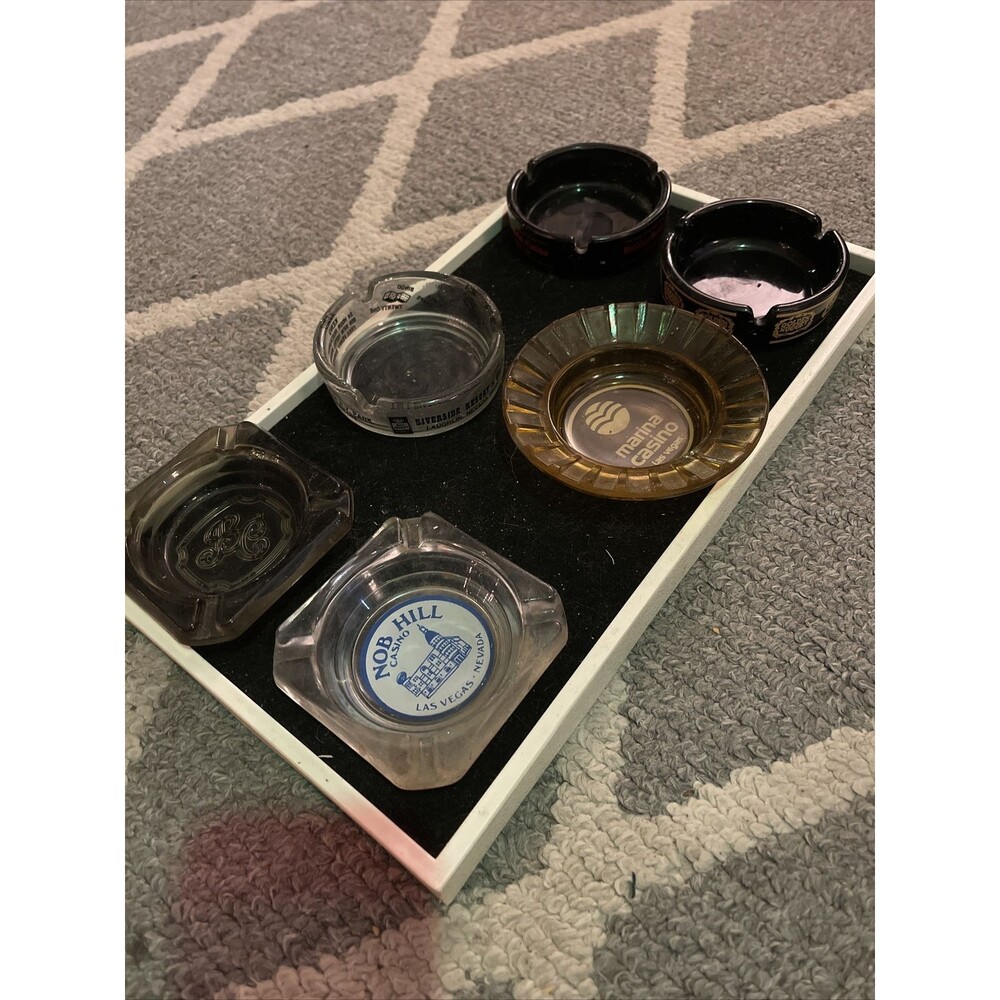 Vintage Lot of  6 Ashtrays Las Vegas, Nob Hill, Marina, Golden Nugget, Holiday